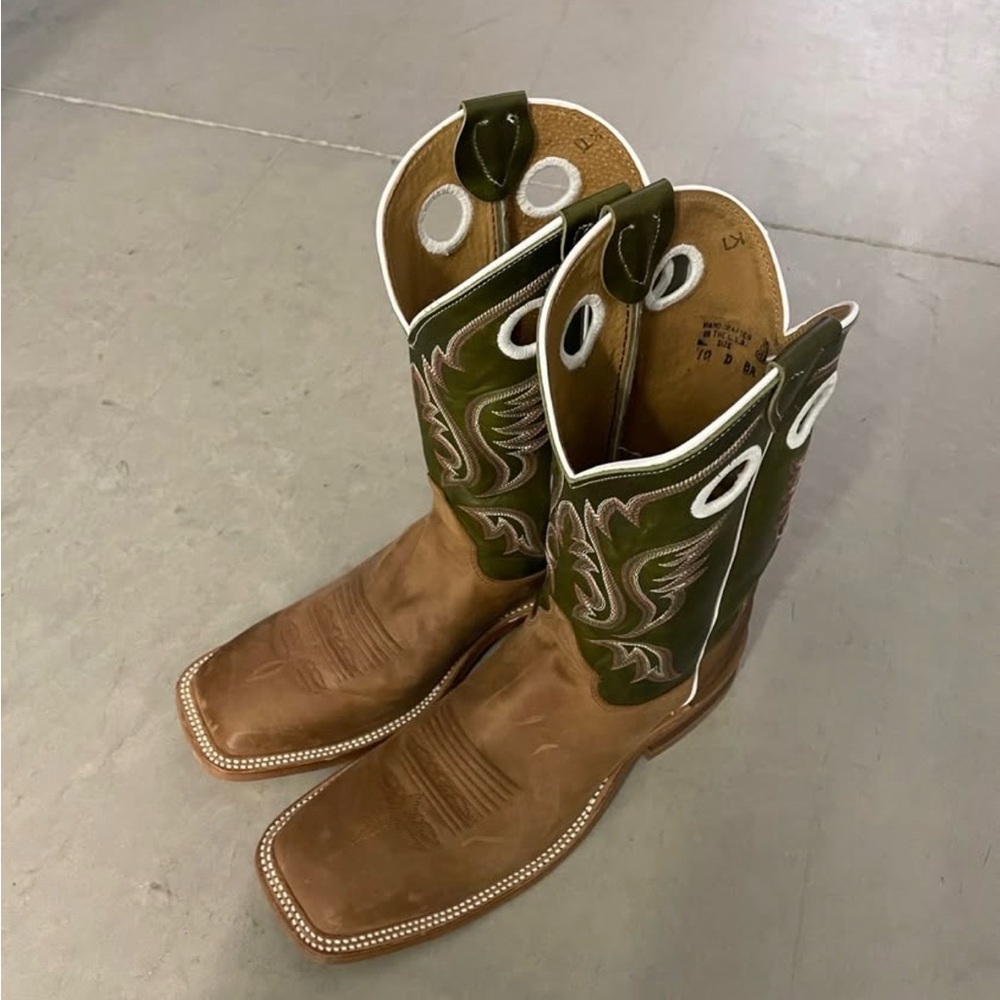 Brown and Green Western Boots